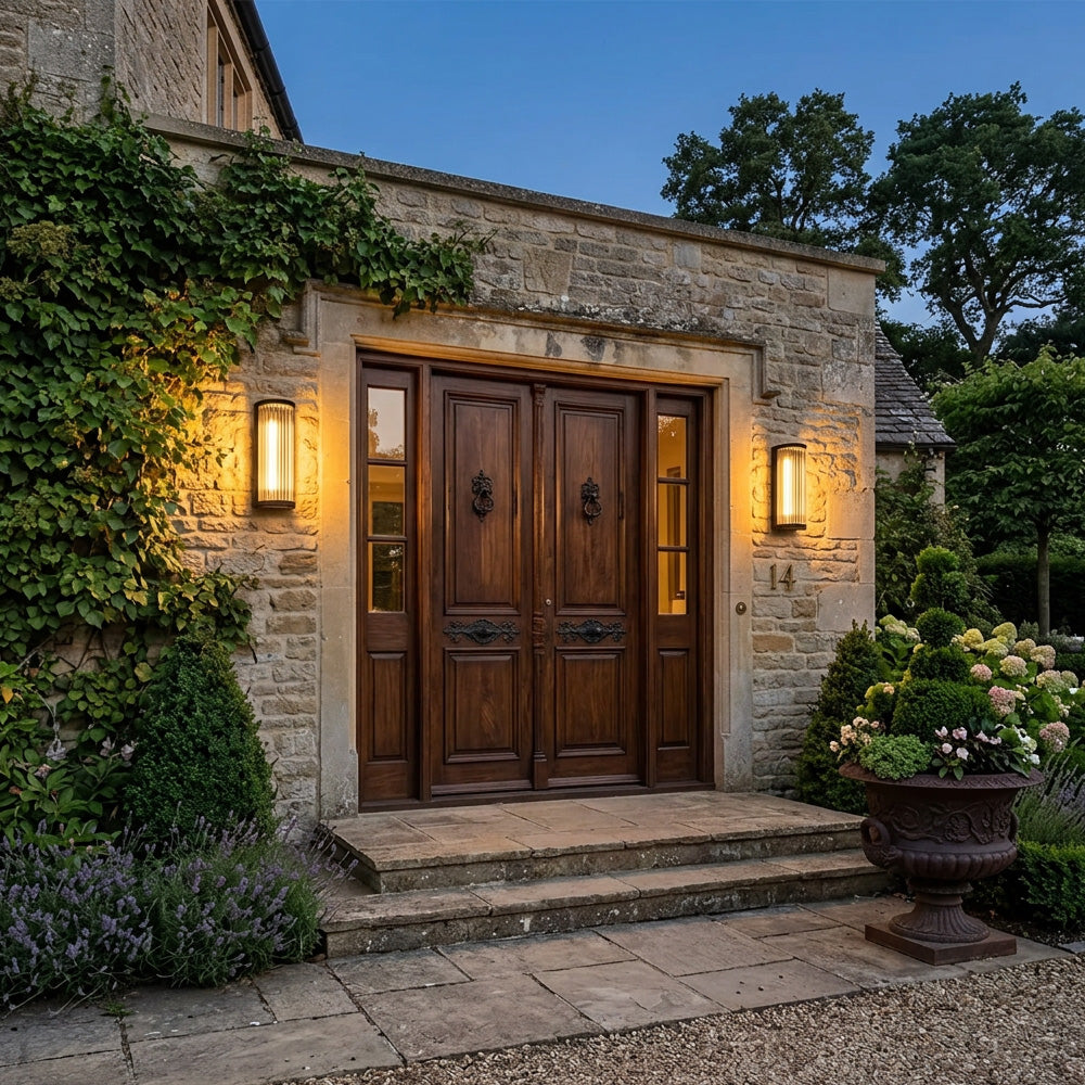 Atlas Fluted Glass Up and Down Outdoor Wall Light