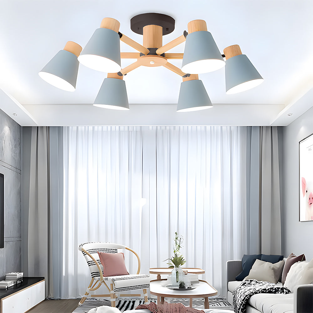 Wooden Close to Ceiling Lamps for Living Room