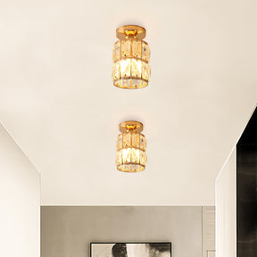 Modern Gold Glass Semi-Flush Hallway Light Fixture