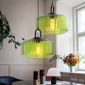 Vintage Striped Glass Pendant Light