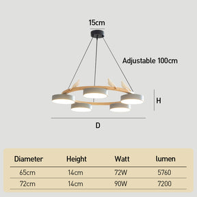 Modern Wood Bird Pendant Lights Creative LED Chandelier for Living Room, Dinning Area