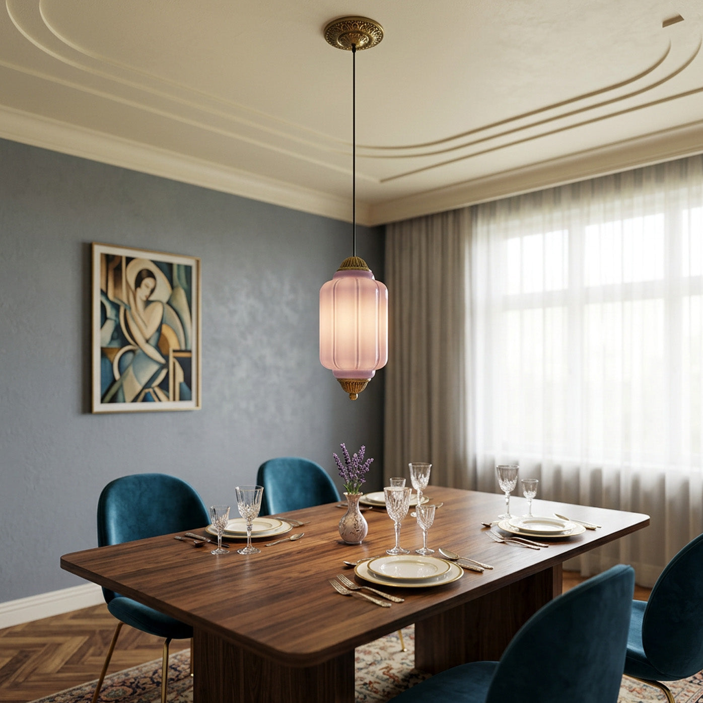 Modern Glass Light With Colored Glass Shade for Living Room