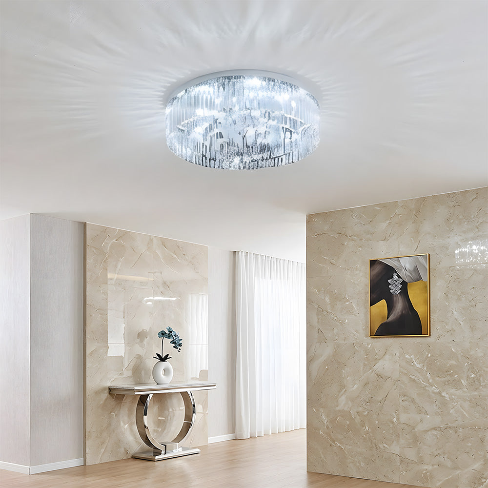 Luxury Crystal Round Flush Mount LED Ceiling Lights for Living Room