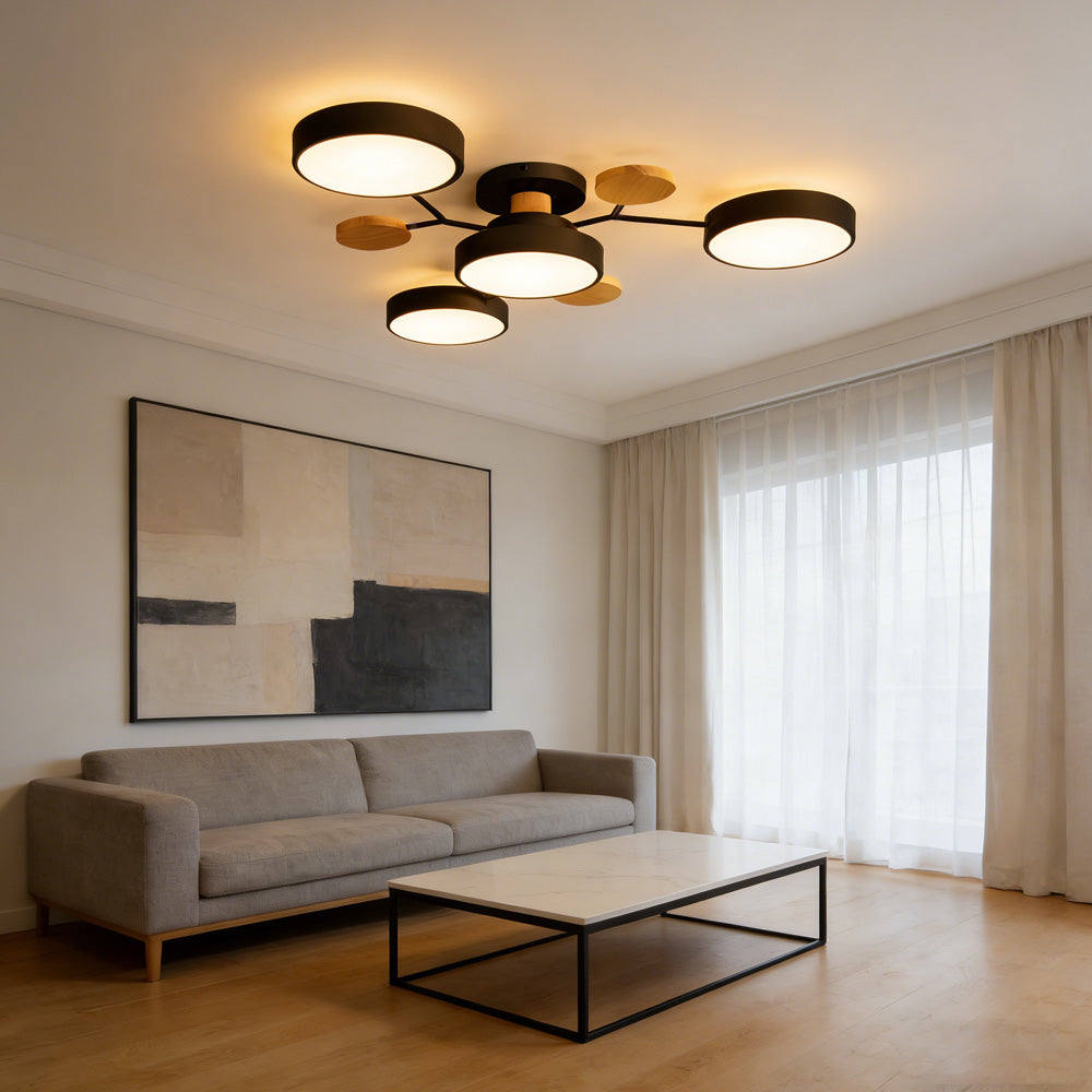 Contemporary Modern Round Black Flush Ceiling Lights