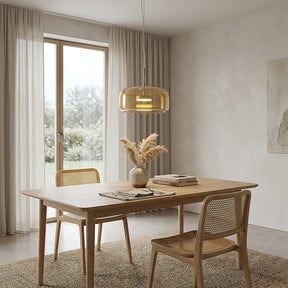 Elegant Amber Glass Iron LED Pendant Lights for Living Room