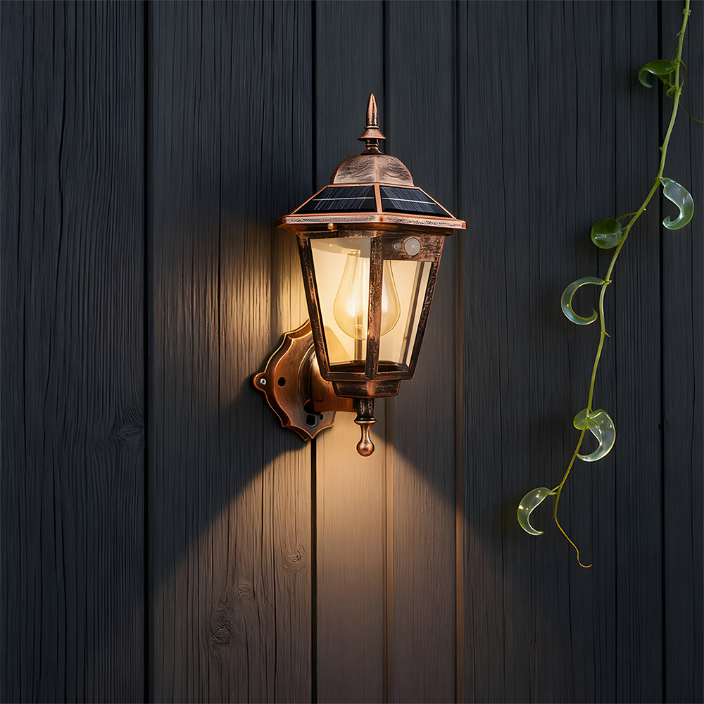 IP44 External Solar Wall Lights, 3 Mode Sensor Solar Wall Lamp for Patio Fence Garden Decor