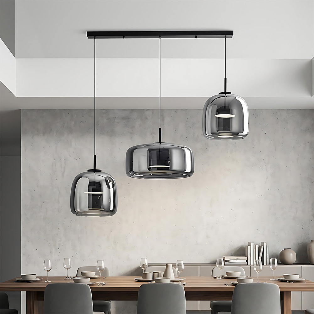 Elegant Amber Glass Iron LED Pendant Lights for Living Room