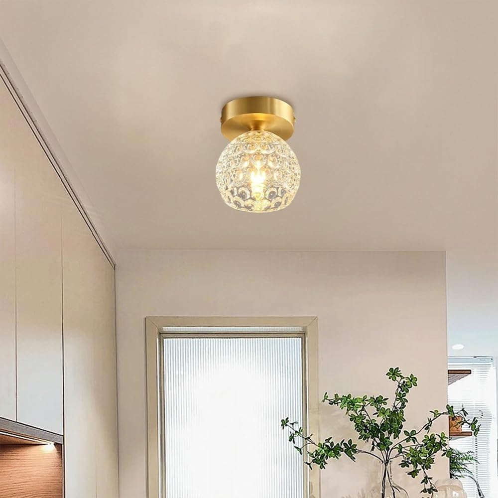 Contemporary Mini Clear Semi-Flush Hallway Ceiling Light