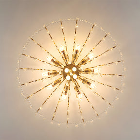 Semi-flush Iron Crystal Elegant Ceiling Lights for Living Room Bedroom
