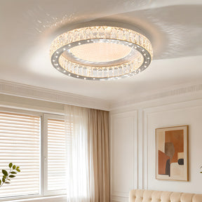 Modern Crystal Ring Stainless Steel LED Ceiling Light for Bedroom