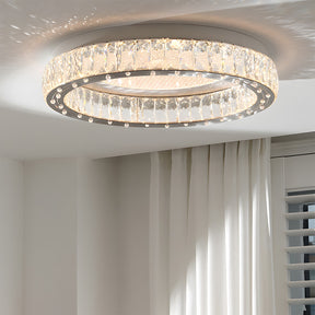 Modern Crystal Ring Stainless Steel LED Ceiling Light for Bedroom