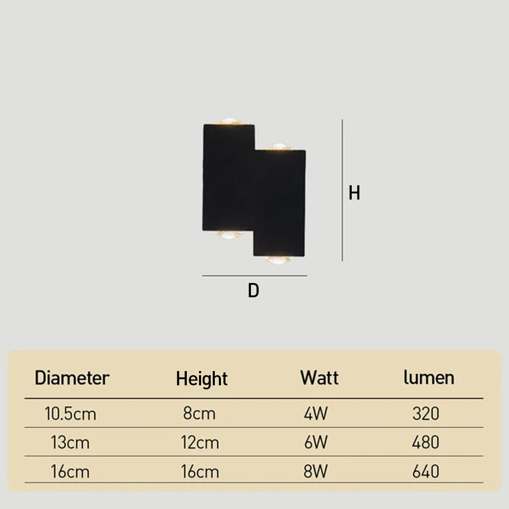 Modern Stepped Aluminium LED Outdoor Wall Lights for Entryway