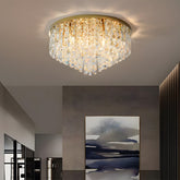 Luxury Crystal Ceiling Light Stainless Steel Flush Mount for Porch