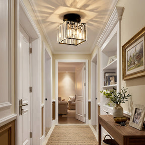 Luna Crystal Square Semi Flush Ceiling Light