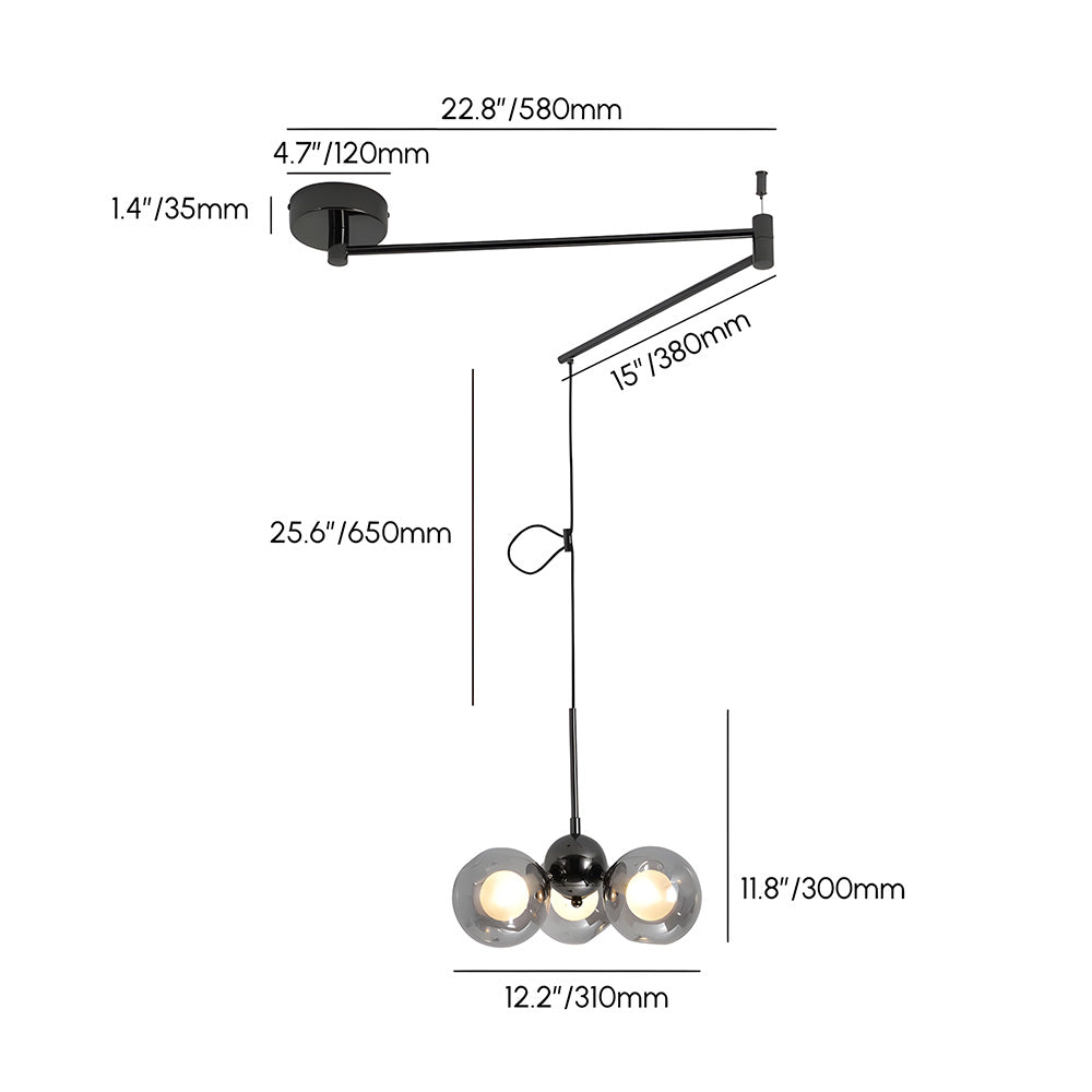 Nordic Minimalist Spherical Pendant Light, Adjustable Hanging Height