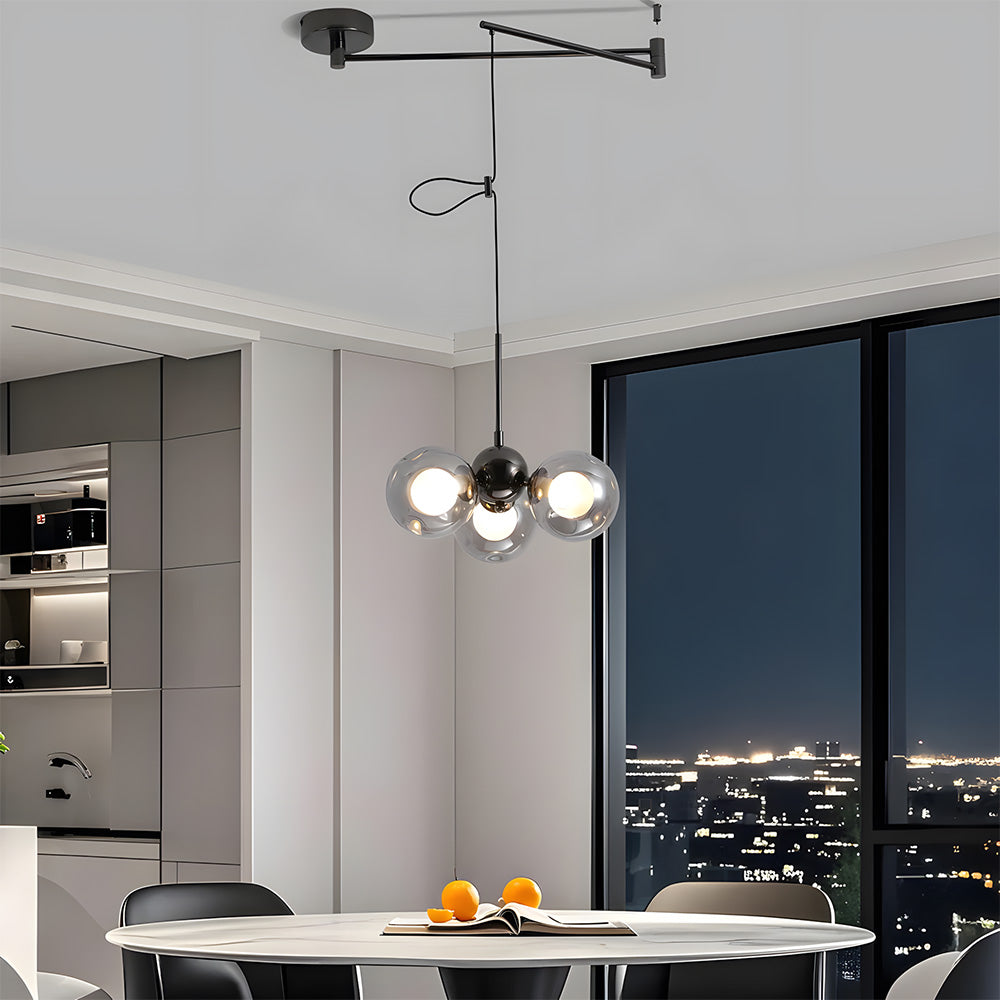 Nordic Minimalist Spherical Pendant Light, Adjustable Hanging Height