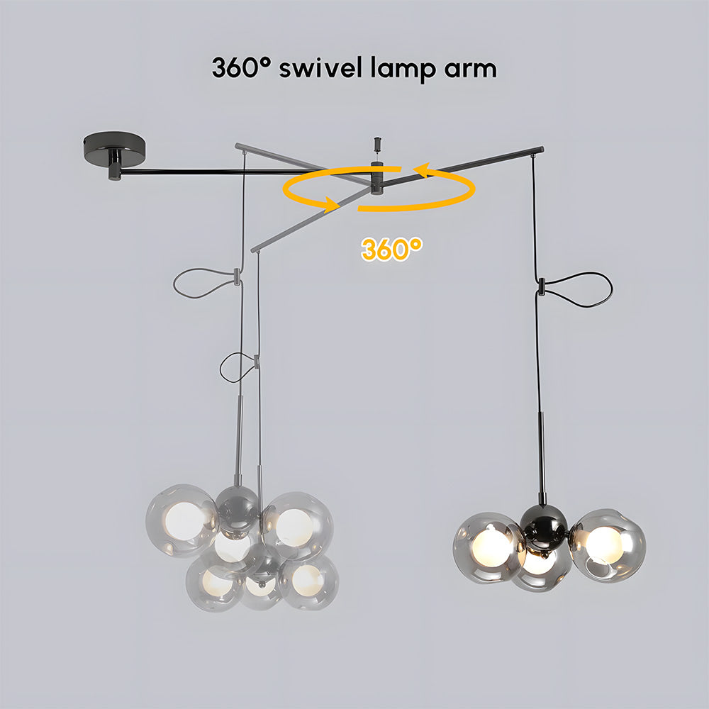 Nordic Minimalist Spherical Pendant Light, Adjustable Hanging Height