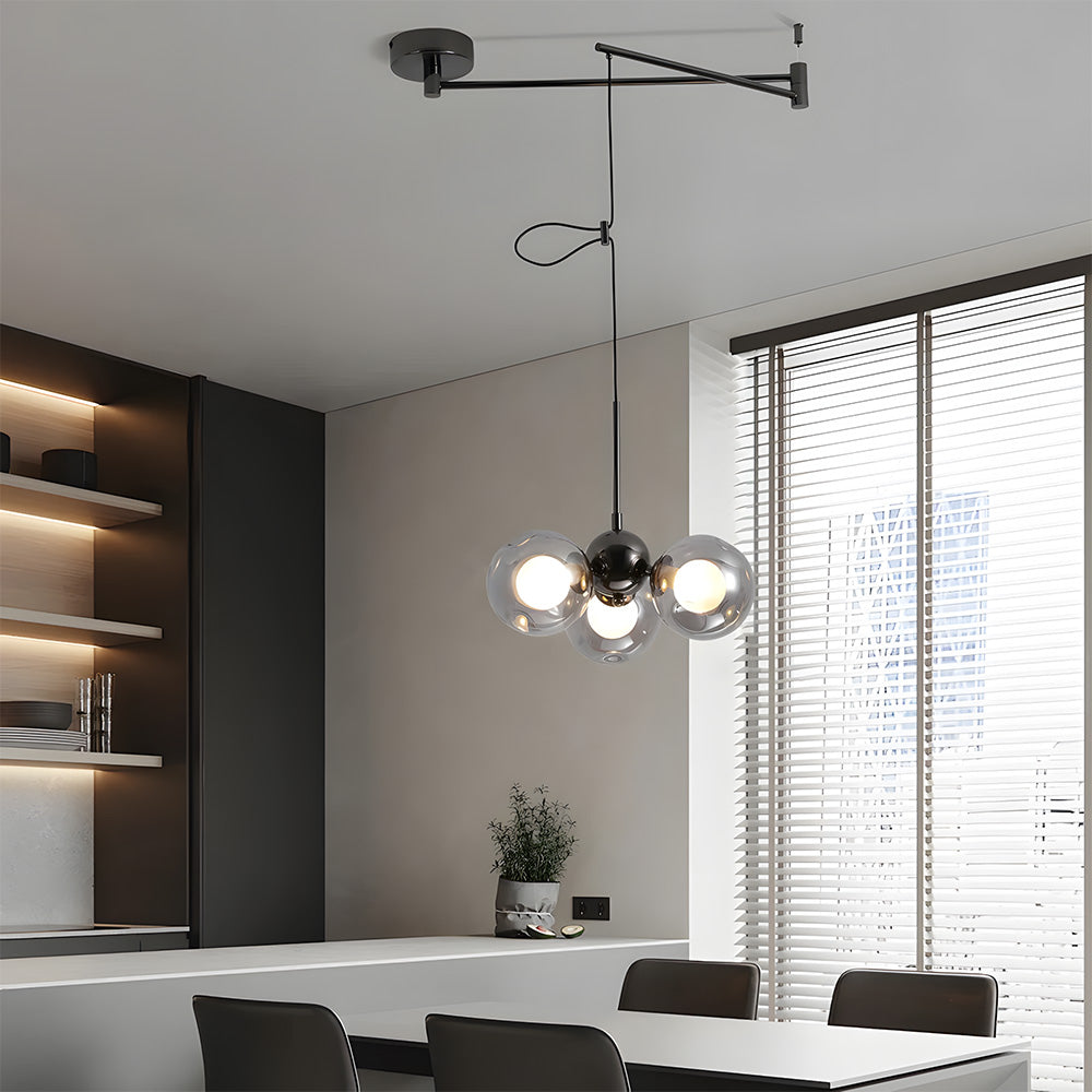 Nordic Minimalist Spherical Pendant Light, Adjustable Hanging Height