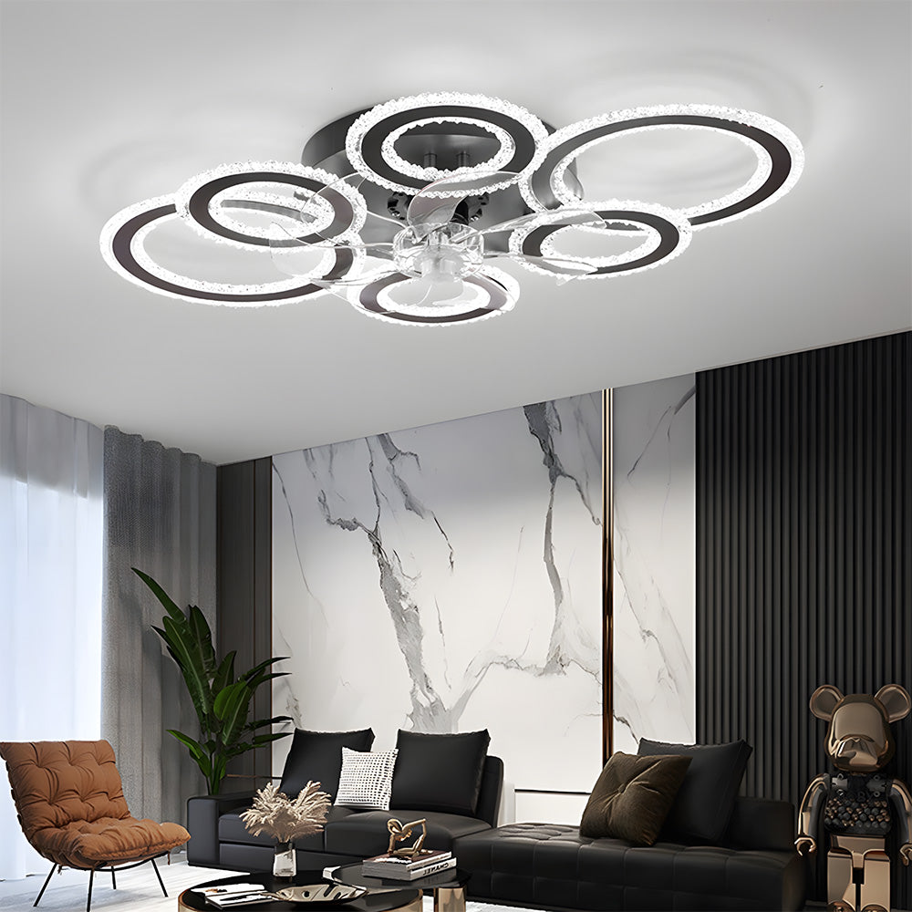 Modern Dimmable DC Motor LED Ceiling Fan with Light for Living Room Bedroom