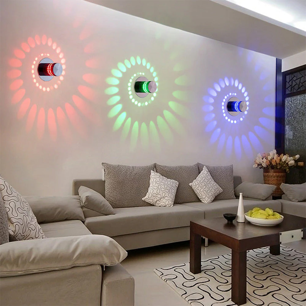 Stylish Indoor Spiral Aluminum RGB LED Wall Lights For Living Room