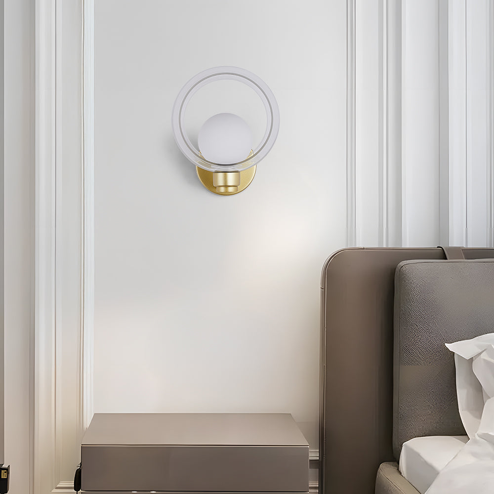 Round Modern Glass Living Room Wall Sconce