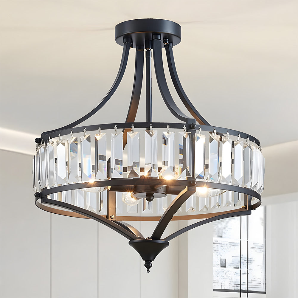 Modern Iron Crystal Large Ceiling Pendant Lights for Entryway Dining Room