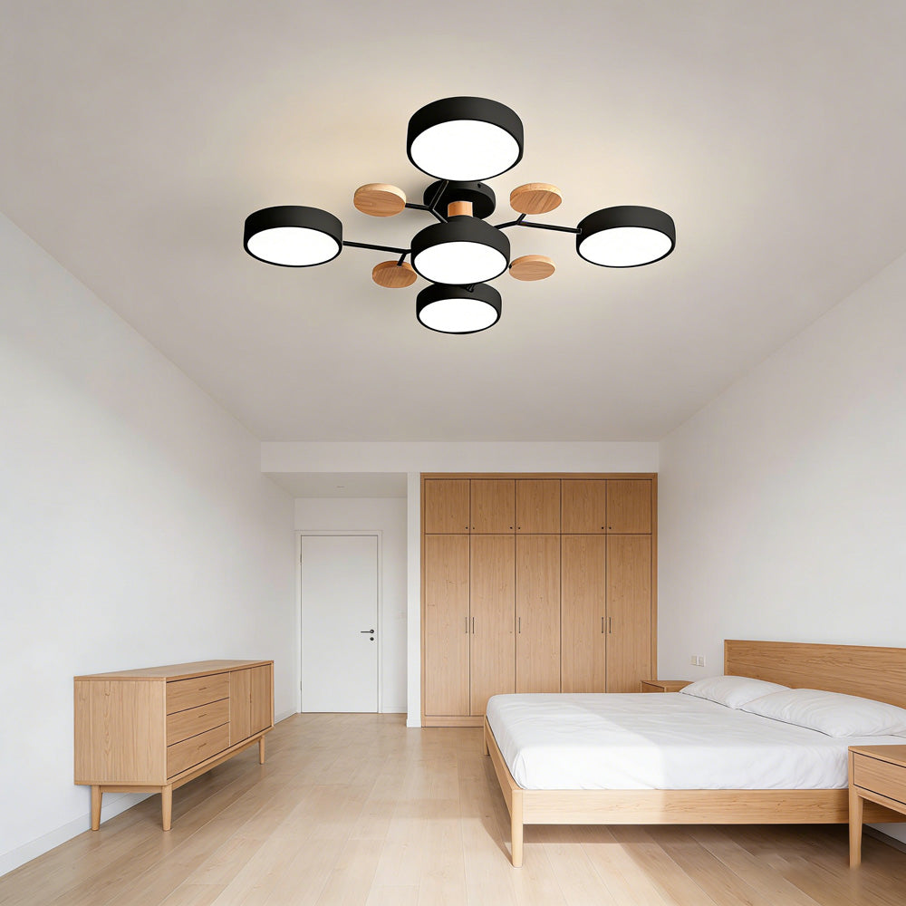 Contemporary Modern Round Black Flush Ceiling Lights