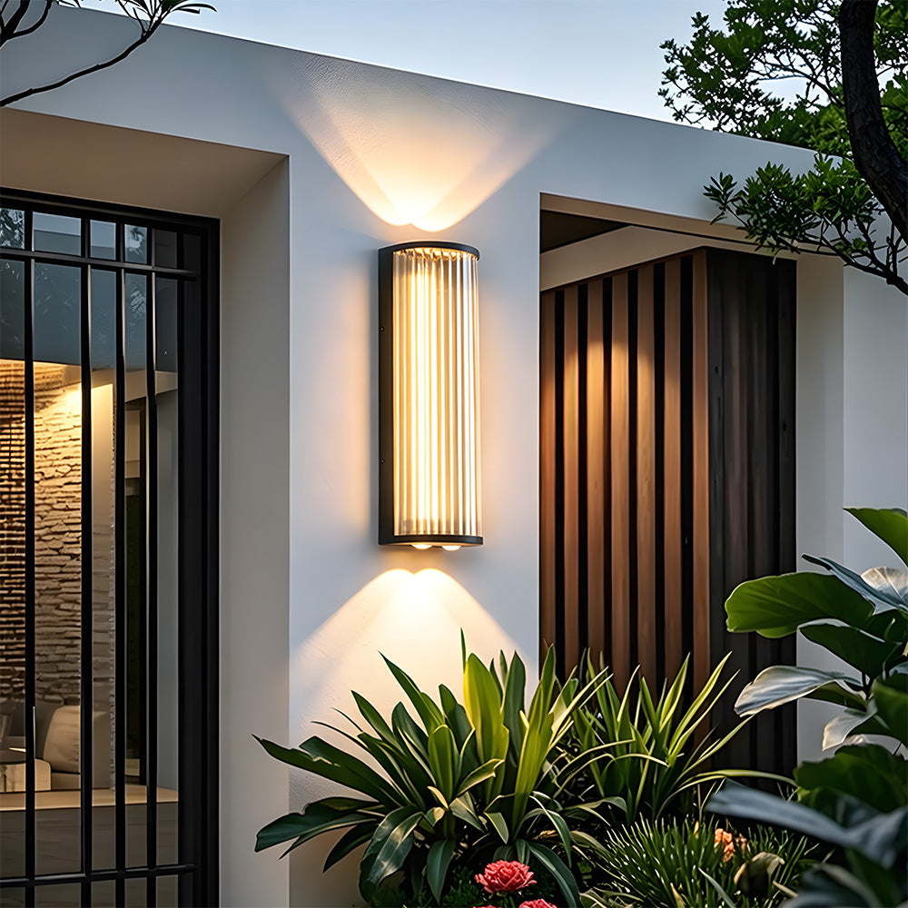 Modern Vertical Glass Stainless Steel Outdoor Wall Lights for Patio Garden