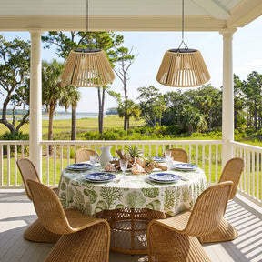 Waterproof Outdoor Solar Woven Rattan Pendant Lights for Porch Garden