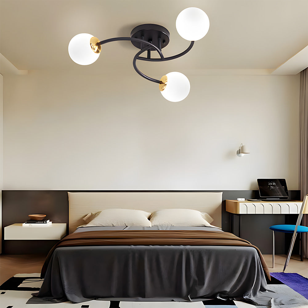 Modern Iron Glass Flush Mount Ceiling Light for Living Room