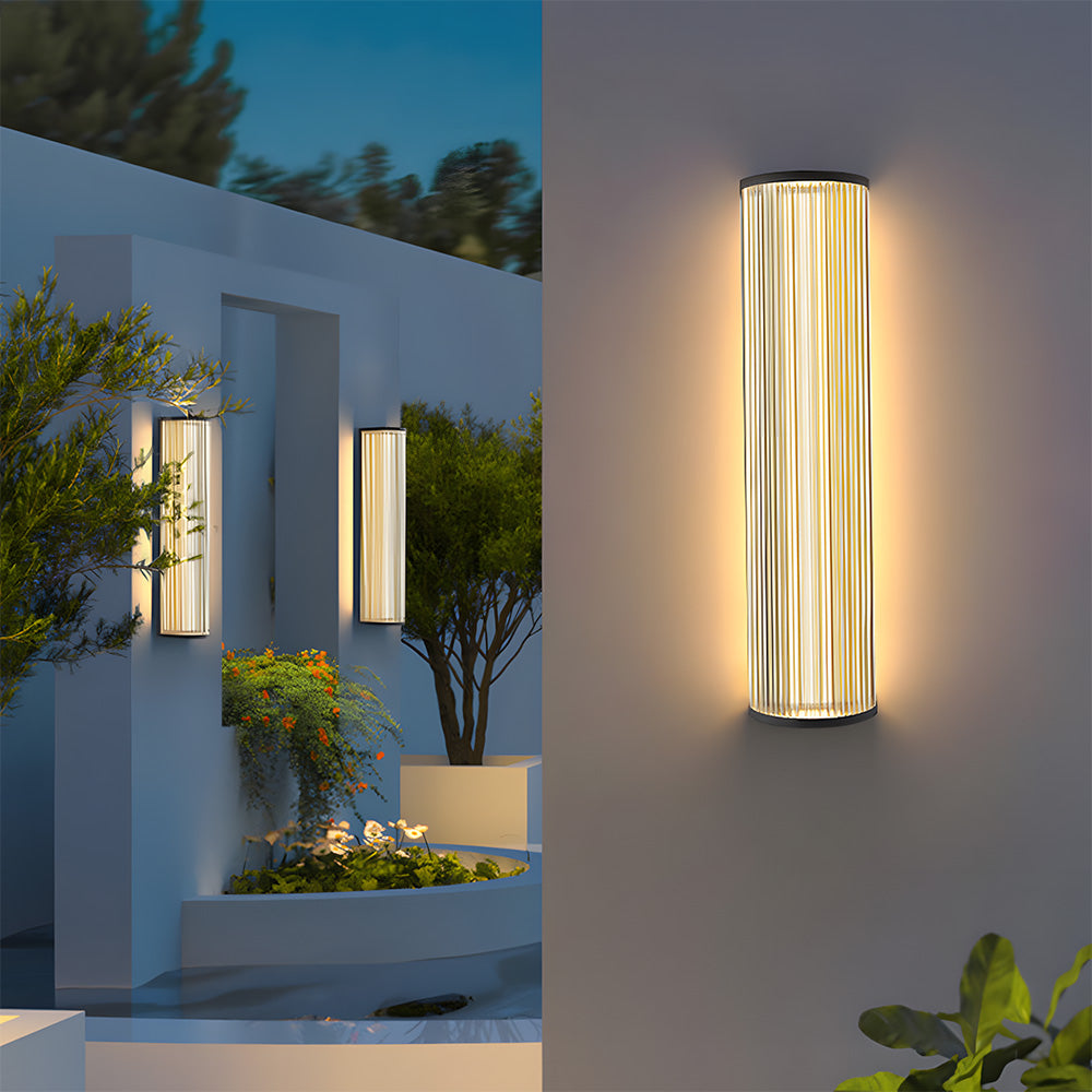 Modern Vertical Glass Stainless Steel Outdoor Wall Lights for Patio Garden