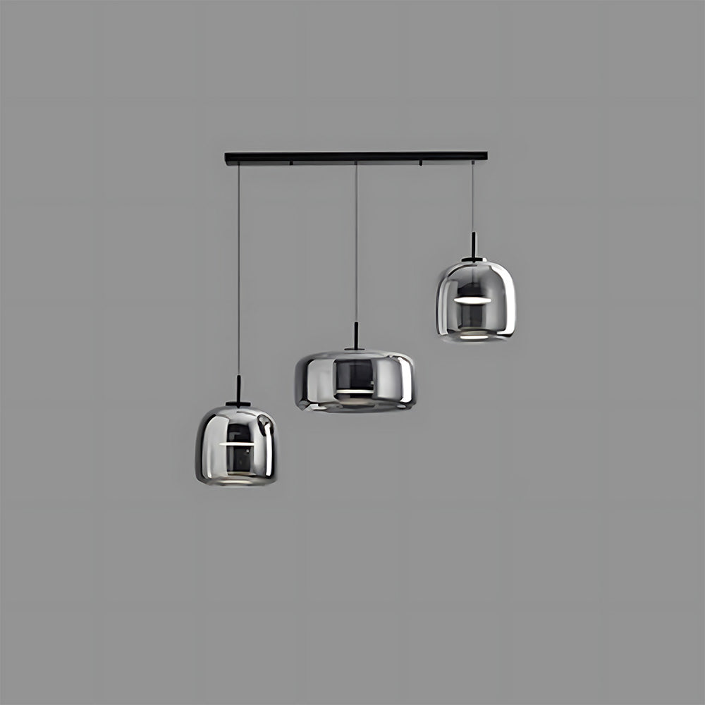Elegant Amber Glass Iron LED Pendant Lights for Living Room