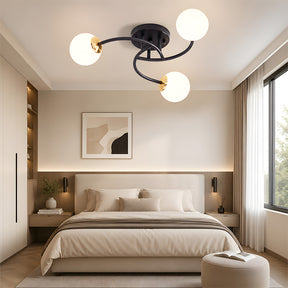 Modern Iron Glass Flush Mount Ceiling Light for Living Room