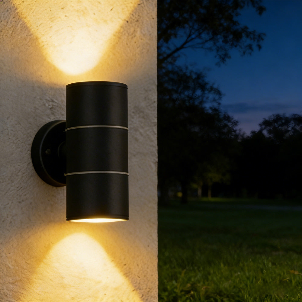 Black Double Up Down Outdoor Wall Light IP65