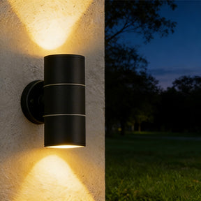 Black Double Up Down Outdoor Wall Light IP65