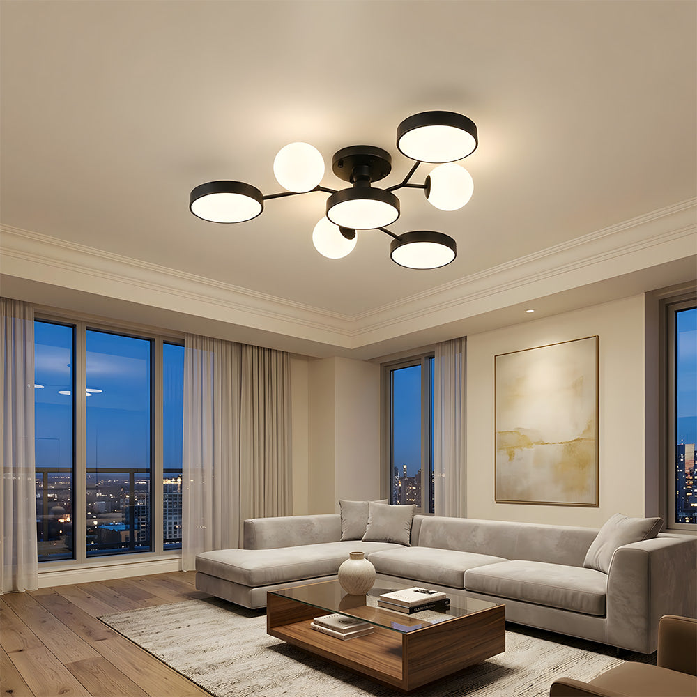 Modern Multi Arm Glass LED Flush Mount Ceiling Lights for Living Room