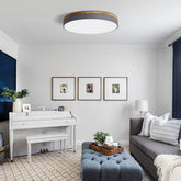Wooden Round Shape Flush Ceiling Lights For Living Room