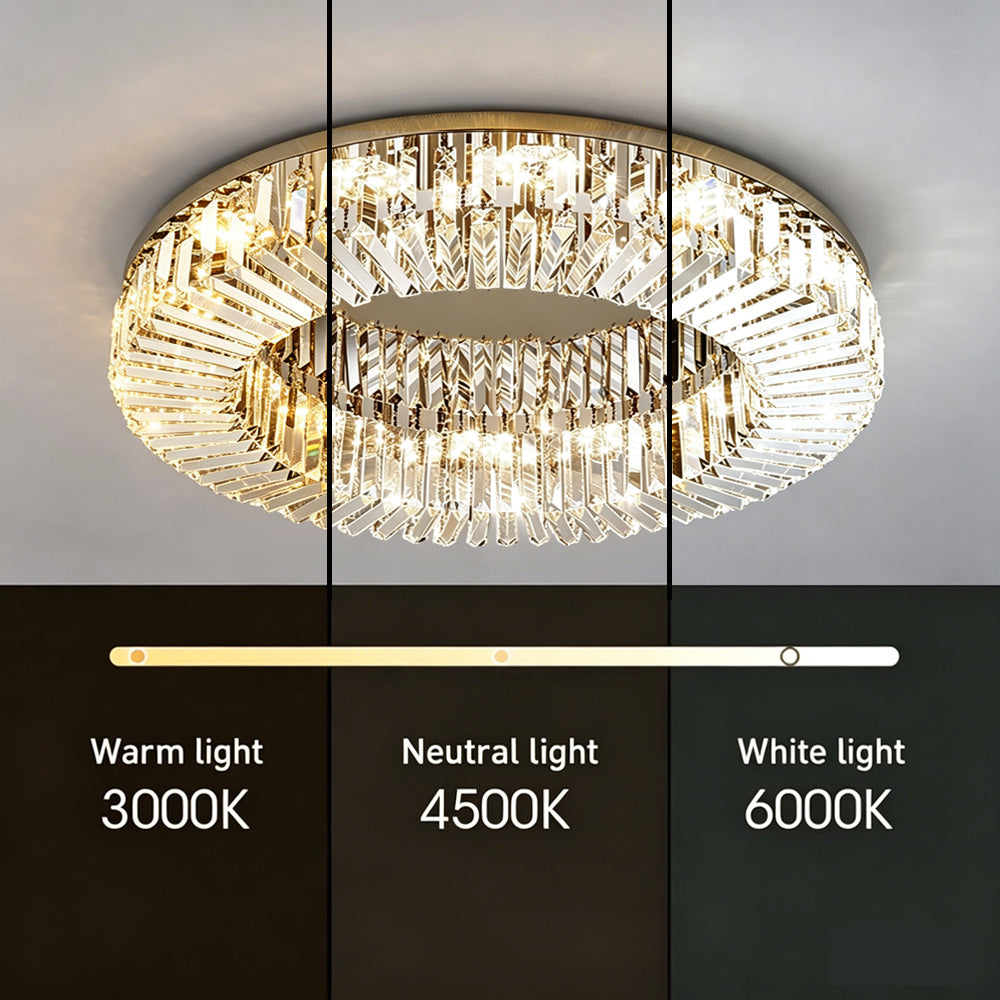 Modern Crystal Flush Mount Ceiling Light Ring Chandelier for Living Room