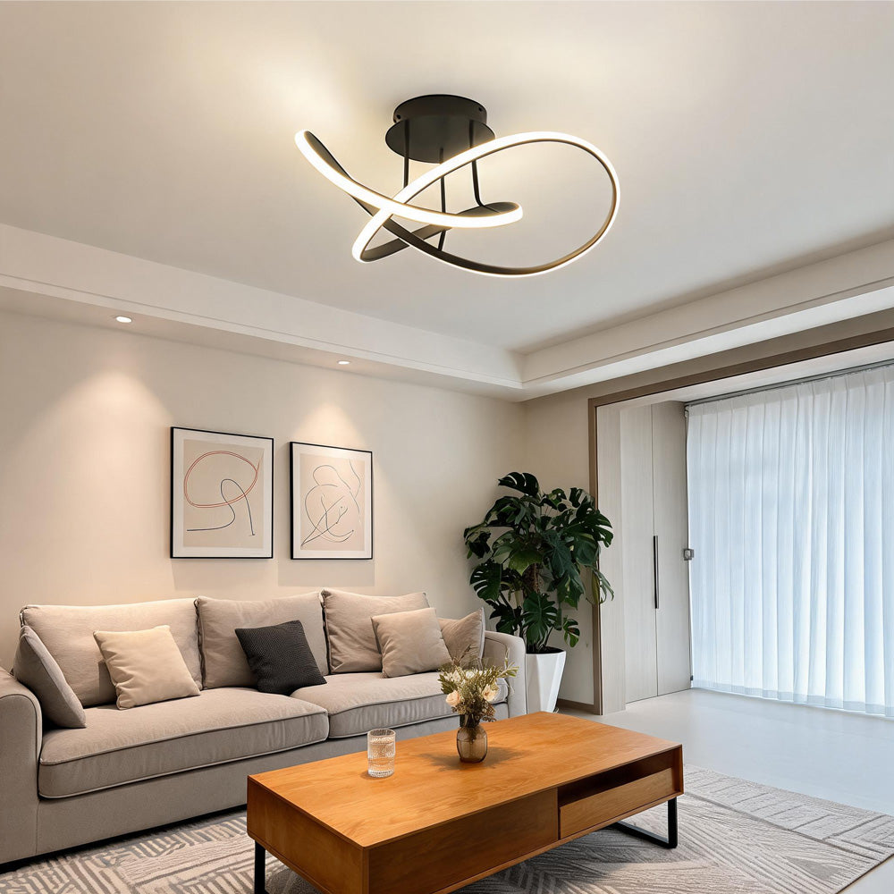 Modern LED Spiral Semi Flush Mount Ceiling Light for Living Room Hallway Kitchen