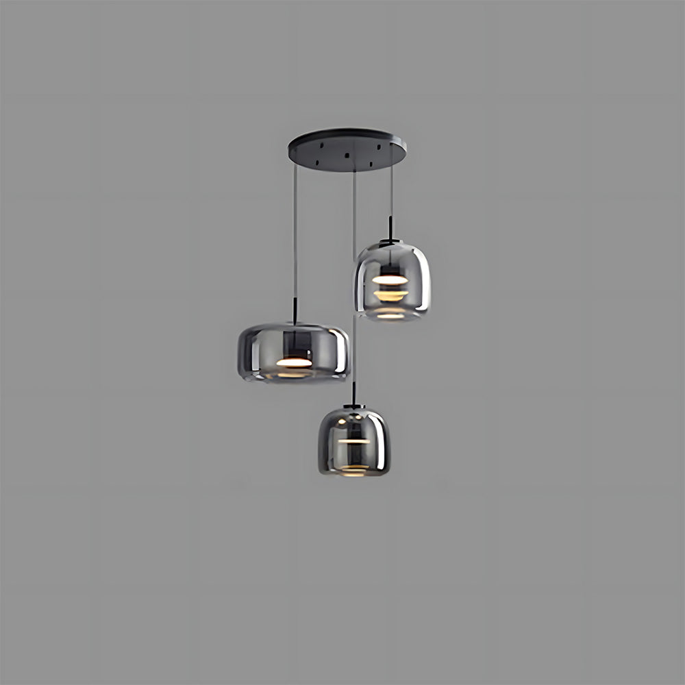 Elegant Amber Glass Iron LED Pendant Lights for Living Room