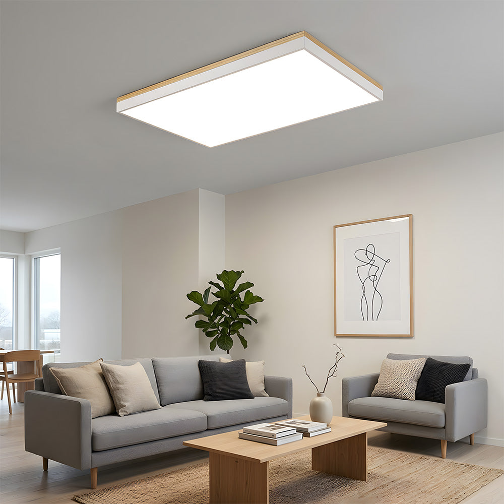 Modern Wooden Dimmable Flush Mount LED Ceiling Lights for Living Room Hallway