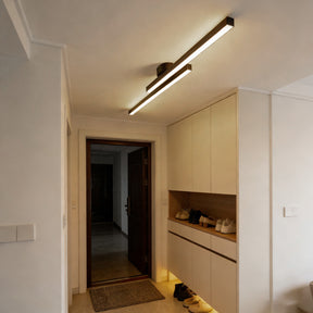 Modern Black Long Strip Semi Flush Mount LED Ceiling Light