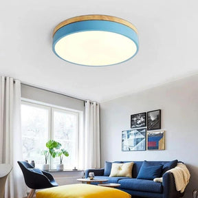 Wooden Round Shape Flush Ceiling Lights For Living Room