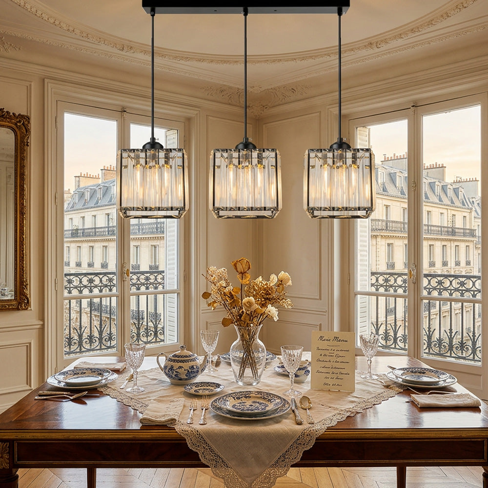 Modern Multi-Head Glass Kitchen Black Pendant Light