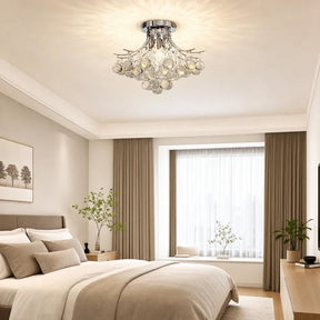 Silver Crystal Bouquet Semi-Flush Ceiling Light for Hallway