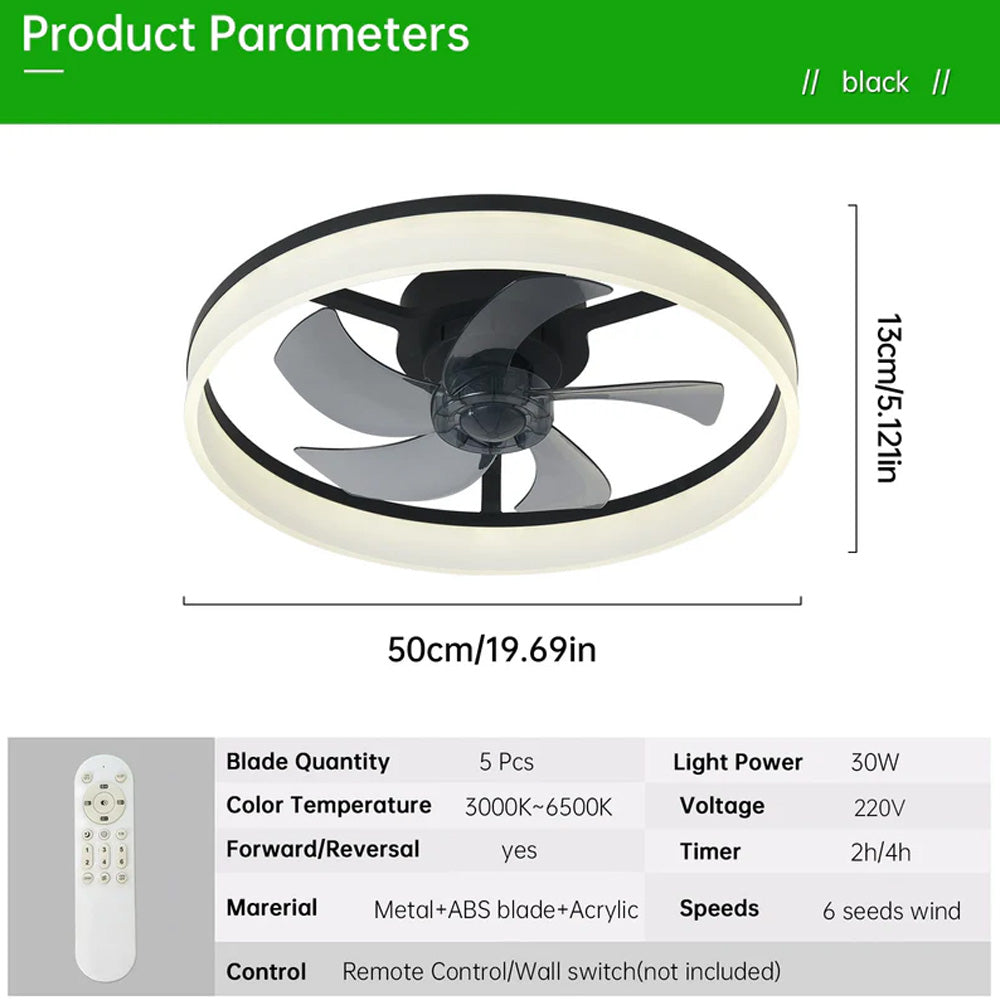 Modern LED Ceiling Fan with Light Remote Control Ceiling Fan for Living Room Dining Room