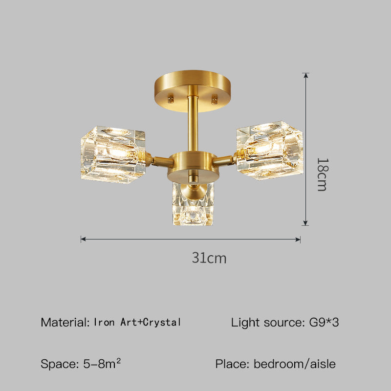 Crystal Semi Flush Mount Bedroom Gold Ceiling Lights