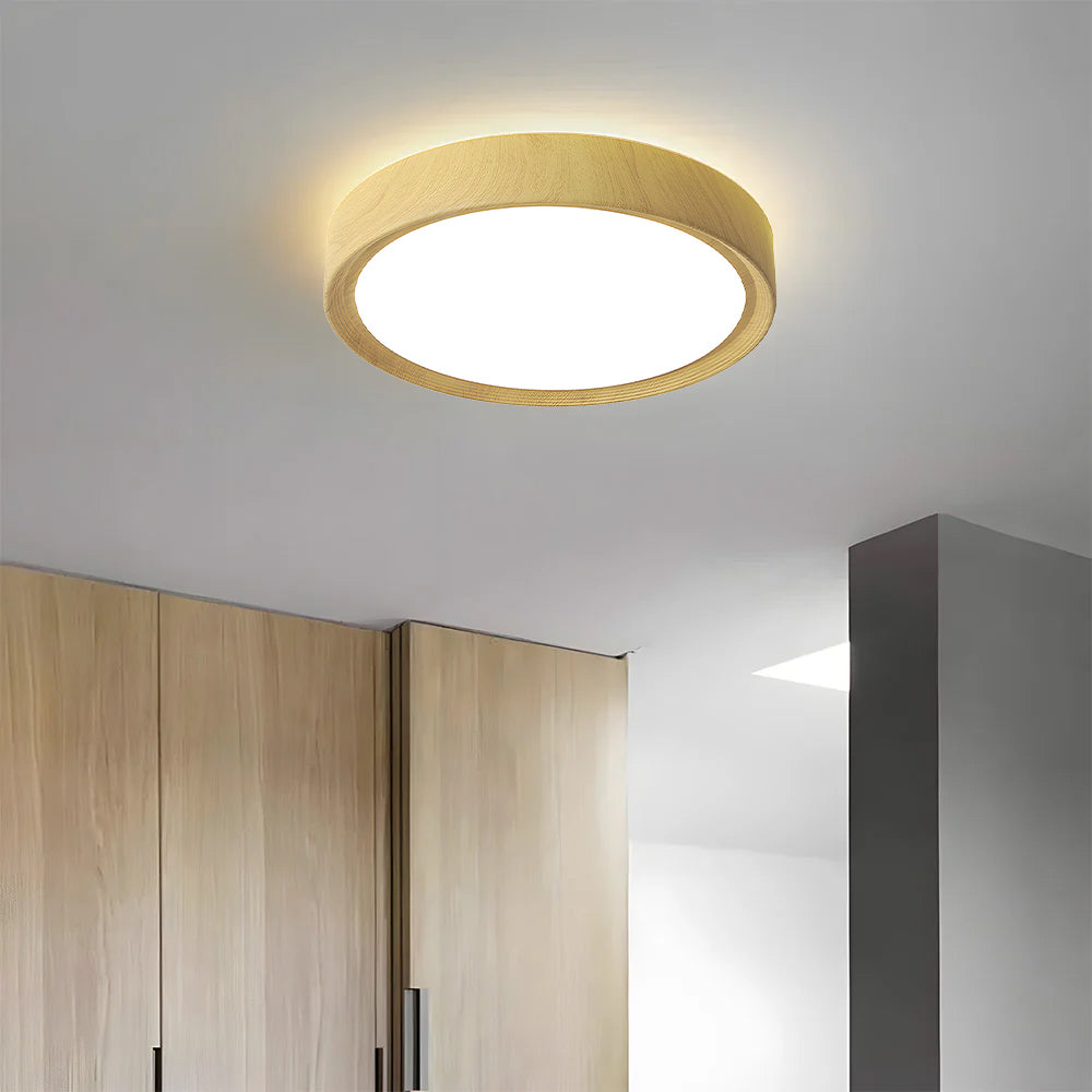Modern Minimalist Round Wood Colour Iron LED Ceiling Lights