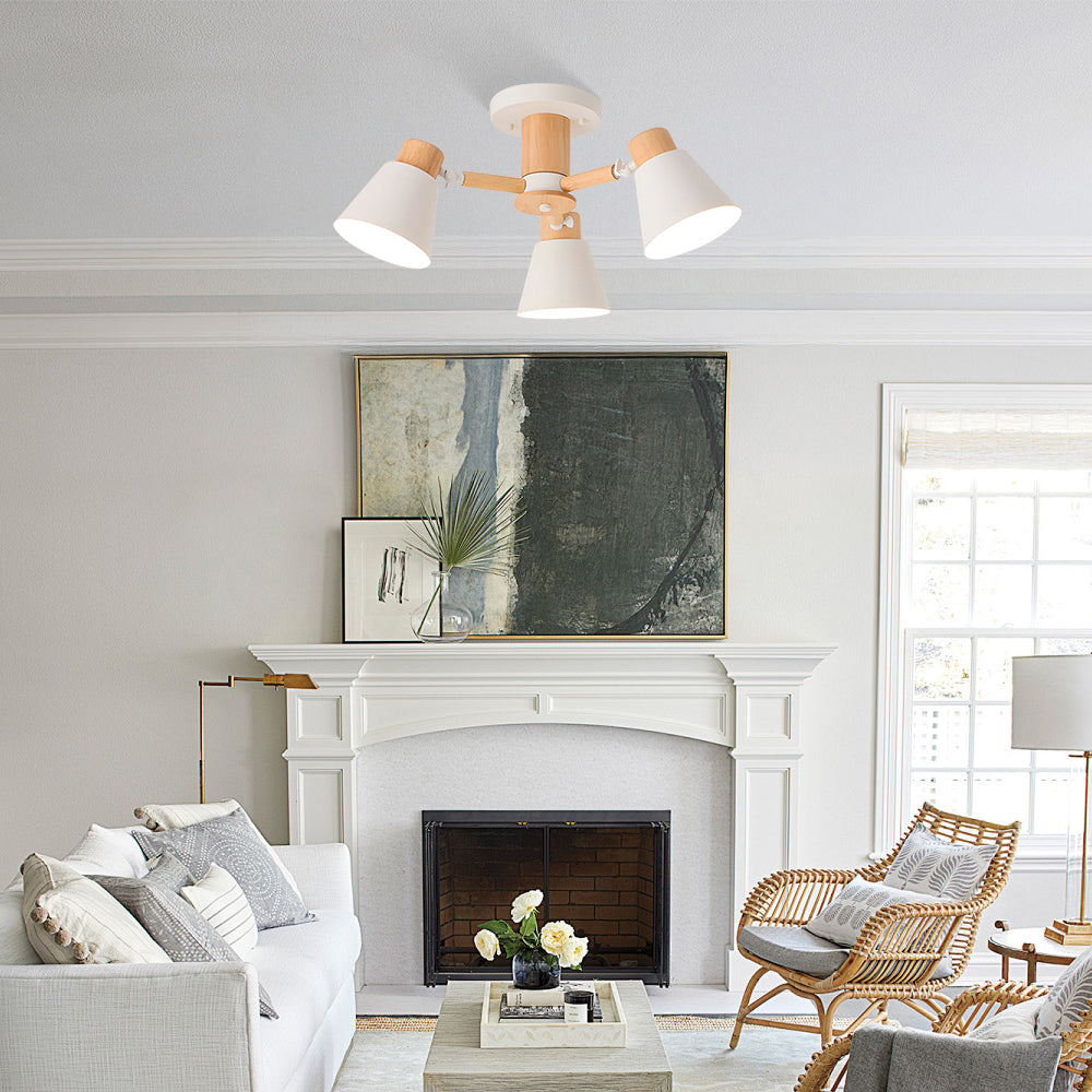 Wooden Close to Ceiling Lamps for Living Room