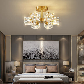 Crystal Semi Flush Mount Bedroom Gold Ceiling Lights